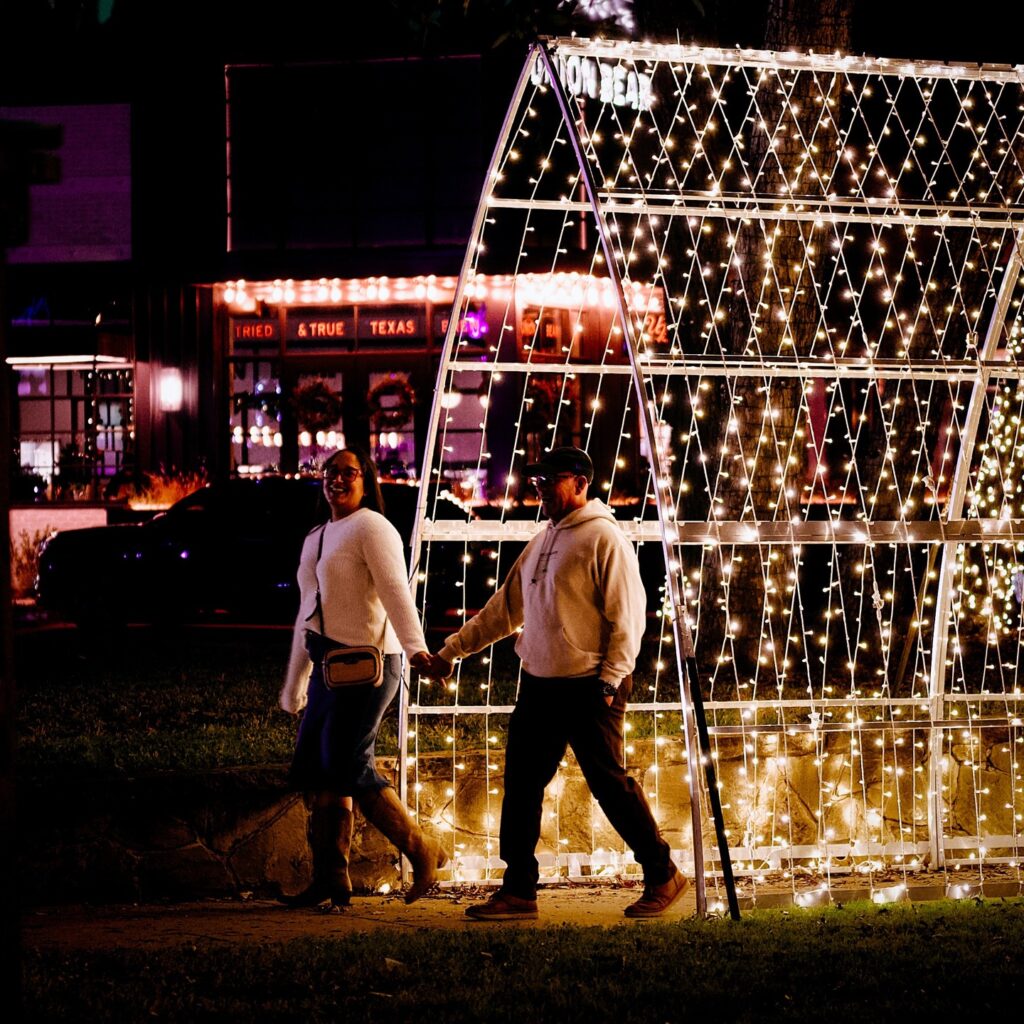 Happy couple, evening stroll.